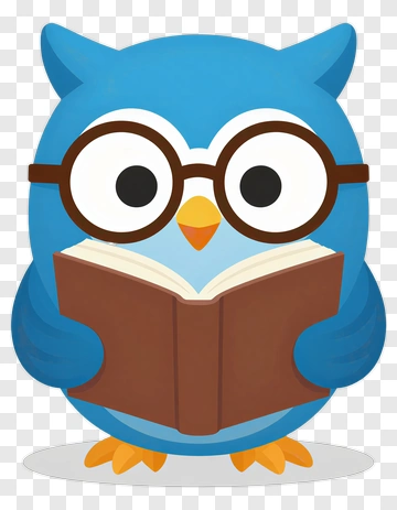 Blue Owl Reading Book PNG
