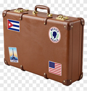 Vintage Travel Suitcase With Stickers PNG
