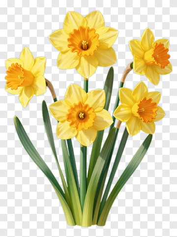Yellow Daffodil Bouquet PNG