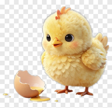Cute Yellow Chick Hatching From Egg PNG