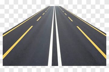 Asphalt Road With Yellow And White Lines PNG