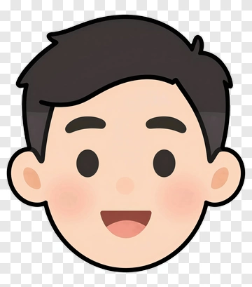 Cartoon Boy Face With Black Hair PNG