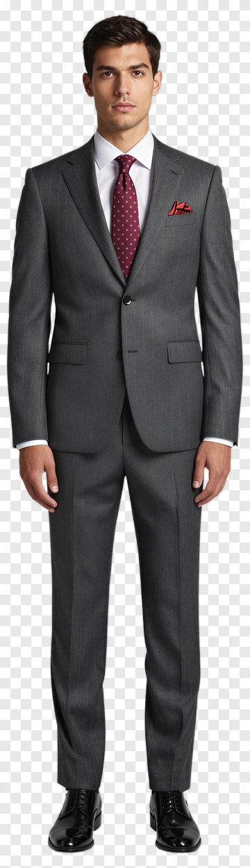 Man In Gray Suit With Red Tie PNG