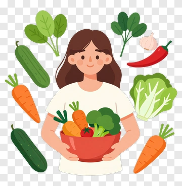 Woman Holding Bowl Of Fresh Vegetables PNG