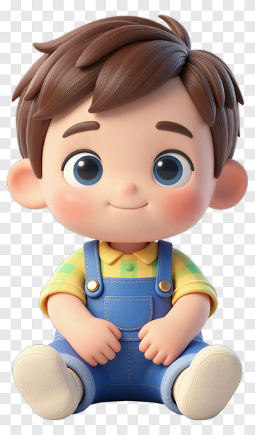 Cute Boy In Overalls PNG