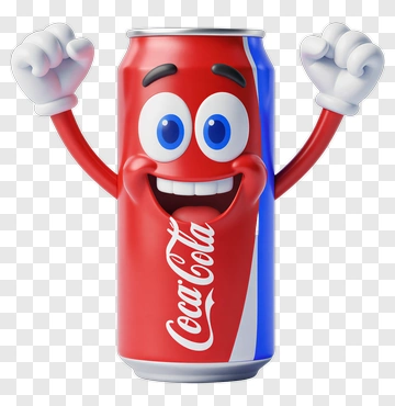 Coca-Cola Can With Cartoon Face PNG