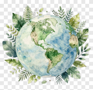 Watercolor Earth Surrounded By Leaves PNG