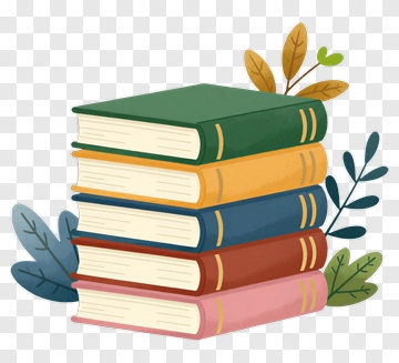 Stack Of Colorful Books With Leaves PNG