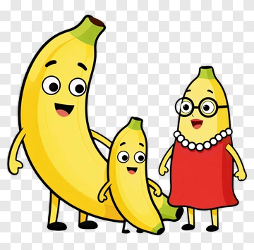 Banana Family Cartoon Characters PNG