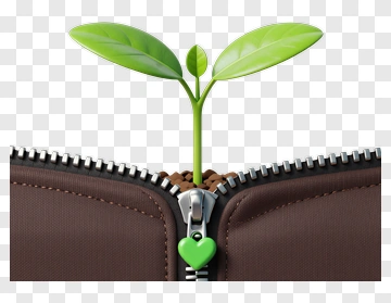 Plant Growing Through Zipper With Heart Pull PNG