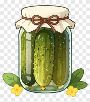 Pickled Cucumber In Glass Jar PNG