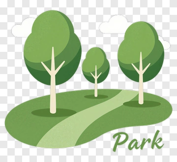 Park With Trees And Path PNG