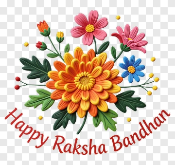 Happy Raksha Bandhan Flower Design PNG