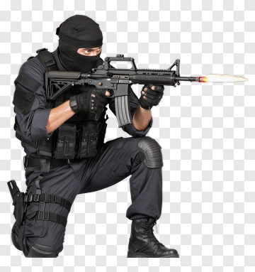 Soldier Firing Gun In Combat Stance PNG