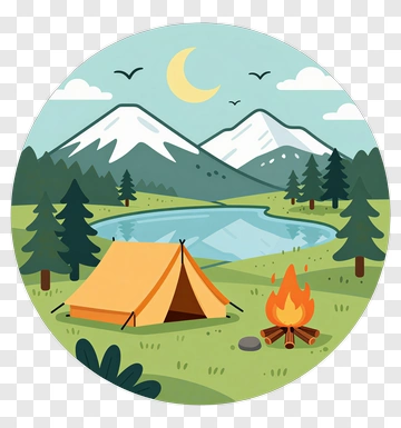 Camping Tent And Campfire In Nature PNG