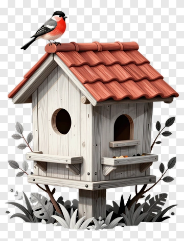 Bird On A Birdhouse PNG