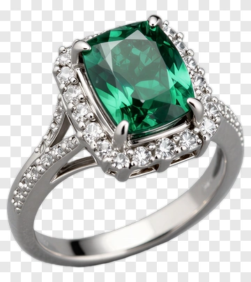 Emerald And Diamond Ring PNG