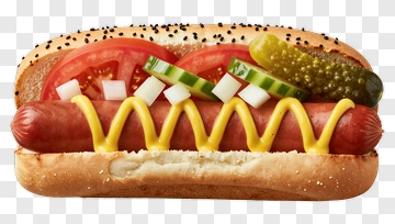 Hot Dog With Mustard And Vegetables PNG