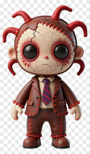 Stitched Doll With Red Horns PNG