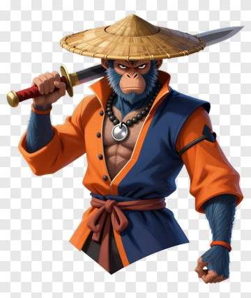 Monkey Samurai With Sword PNG