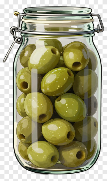 Glass Jar Of Green Olives PNG