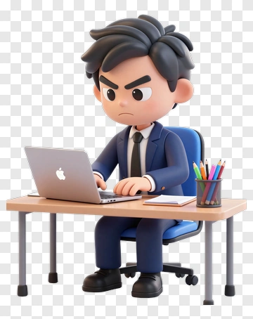 Angry Office Worker Using Laptop PNG