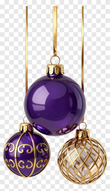 Purple And Gold Christmas Ornaments PNG