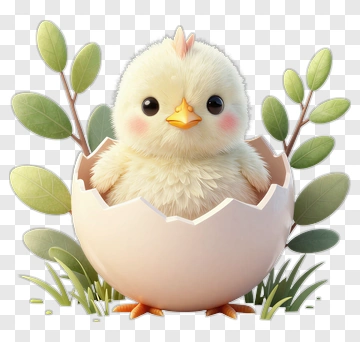 Cute Chick Hatching From Egg PNG