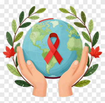 Hands Holding Earth With Red Ribbon PNG