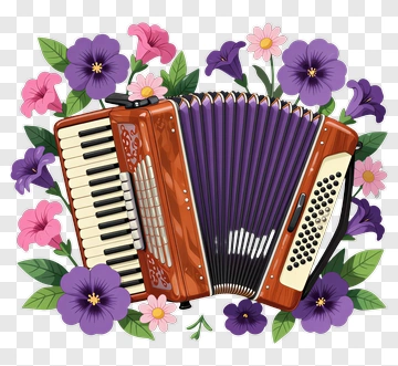 Accordion Surrounded By Flowers PNG