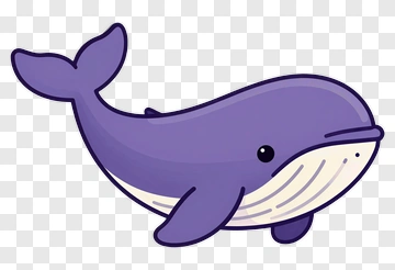 Cute Purple Whale PNG