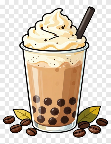 Bubble Tea With Whipped Cream PNG