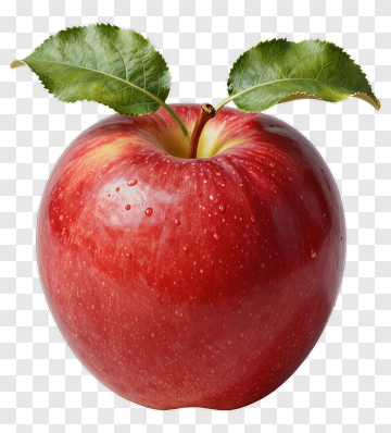 Red Apple With Leaves PNG
