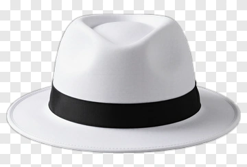 White Fedora With Black Band PNG