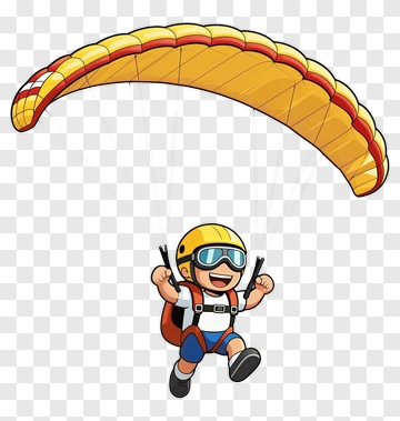 Happy Parachutist Flying With Yellow Parachute PNG
