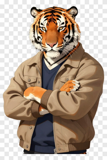 Tiger Humanoid In Jacket PNG