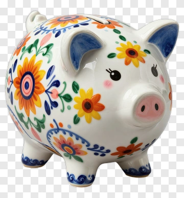 Colorful Ceramic Piggy Bank PNG