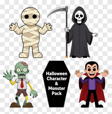 Halloween Characters And Monsters PNG
