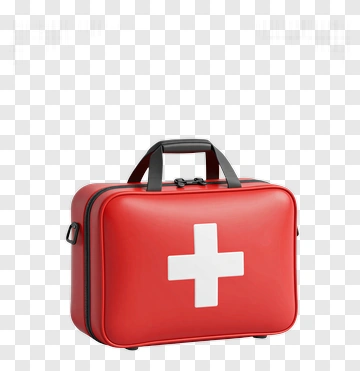 Red First Aid Kit With White Cross PNG