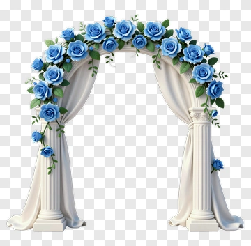 Blue Rose Flower Arch With Columns PNG