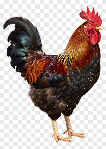Rooster With Colorful Feathers PNG
