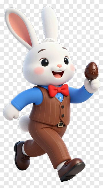 Easter Bunny Holding Chocolate Egg PNG