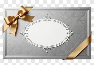 Silver Gift Box With Gold Ribbon PNG