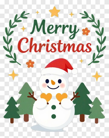 Merry Christmas Snowman PNG