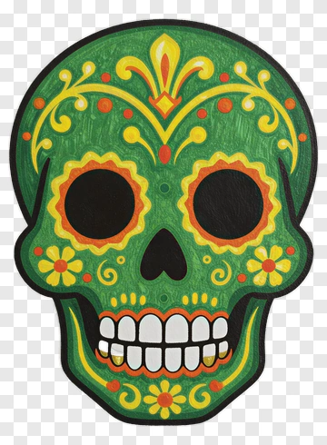 Decorated Skull With Floral Patterns PNG