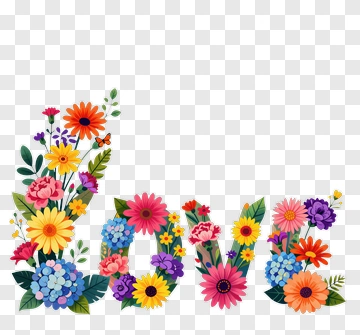 Floral Love Word Art PNG