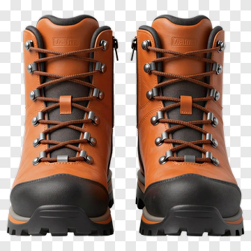 Orange Hiking Boots With Black Sole PNG