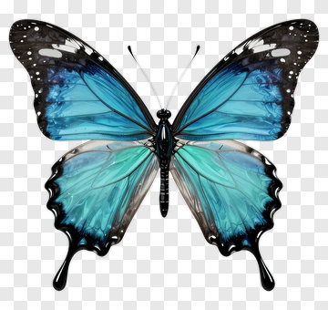 Blue Butterfly With Black Wings PNG