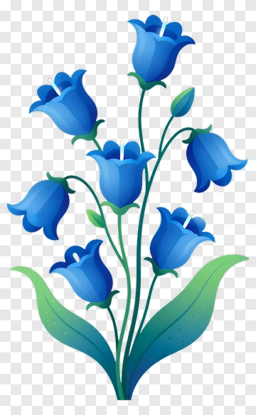 Blue Bellflower With Green Leaves PNG