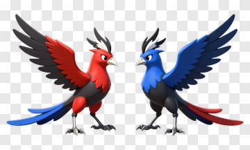 Two Pokemon Birds Facing Off PNG